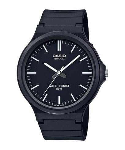 Casio, Men’s Watch Analog, Black Dial Black Resin Band, MW-240-1EVDF