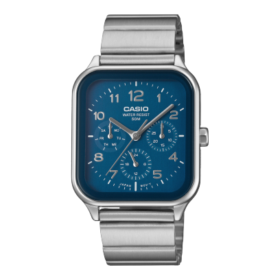 Casio men analog watch, blue dial with stainless steel strap, model CS-MTP-M306D-2AVDF, Bahrain
