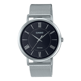 Casio, Menâ€™s Watch Analog, Black Dial Silver Stainless Steel Mesh Band, MTP-B110M-1AVDF