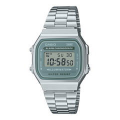 Casio Men's Watch Vintage Collection Digital, Blue Dial With Silver Stainless Steel Strap, A168WA-3AYDF