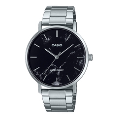 Casio Men's Watch Analog Black Dial with Silver Stainless Steel Band, MTP-VT01DM-1AUDF