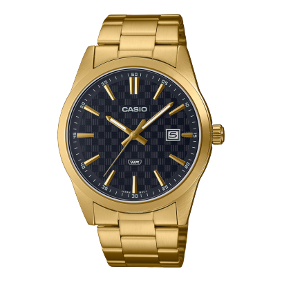 Casio men analog watch, black dial with comfortable strap, model CS-MTP-VD03G-1A, Bahrain