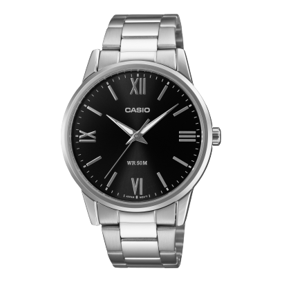 Casio men analog watch, black dial with stainless steel strap, model CS-MTP-1303DD-1AVDF, Bahrain
