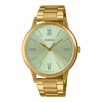 Casio,Men's Watch Analog,Silver Dial Gold Stainless Steel Band, MTP-E600G-9BDF