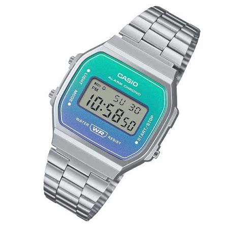 Casio Unisex Watch Digital Display, Stainless Steel Silver Band , A168WER-2ADF