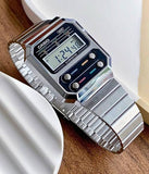 Casio, Unisex Watch Vintage Collection Digital Display, Black Dial Silver Stainless Steel Band, A100WE-1ADF