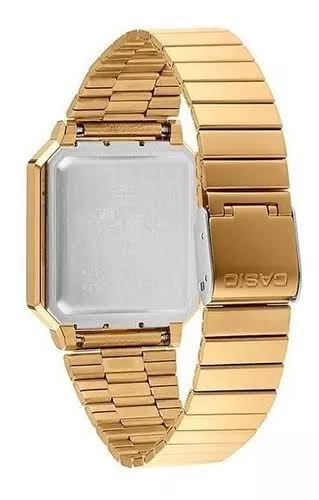 Casio Unisex Watch Vintage Collection, Black Dial Gold Stainless Steel Strap, CA-500WEG-1ADF