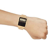 Casio Unisex Watch Vintage Collection, Black Dial Gold Stainless Steel Strap, CA-500WEG-1ADF