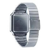 Casio, Unisex Watch Vintage Collection Digital Display, Black Dial Silver Stainless Steel Band, A100WE-1ADF