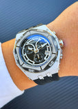 Quantum Men's Chronograph Watch Analog Black Dial with Black Silicone Band, HNG1066.351