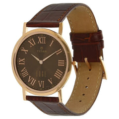 Titan Men's Watch Edge Collection Analog, Brown Dial Brown Leather Strap, 1595WL03