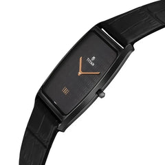 Titan Men's Watch Analog, Edge Collection Black Dial Black Leather Strap Watch, 1596NL01