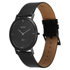 Titan Men's Watch Analog, Edge Collection Black dial Black Leather Strap, 1595NL04
