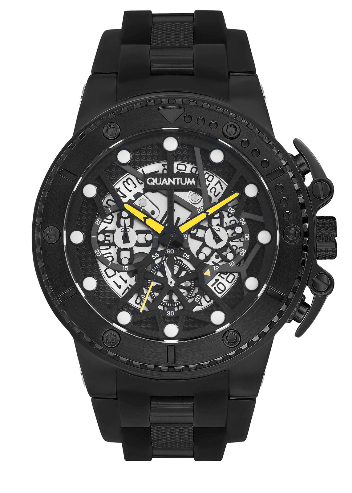 Quantum Hunter Collection Men's Watch Black Dial with Black Silicone Band, HNG535.651