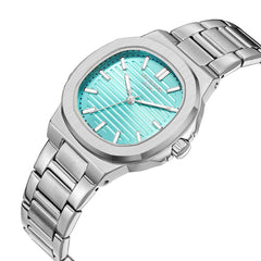 Lee Cooper Women's Watch Analog Tiffany Blue with Silver  Stainless Steel Band, LC08017.300