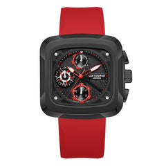 Lee Cooper Men's Watches Analog Black Dial with Red Resin Strap, LC08012.658