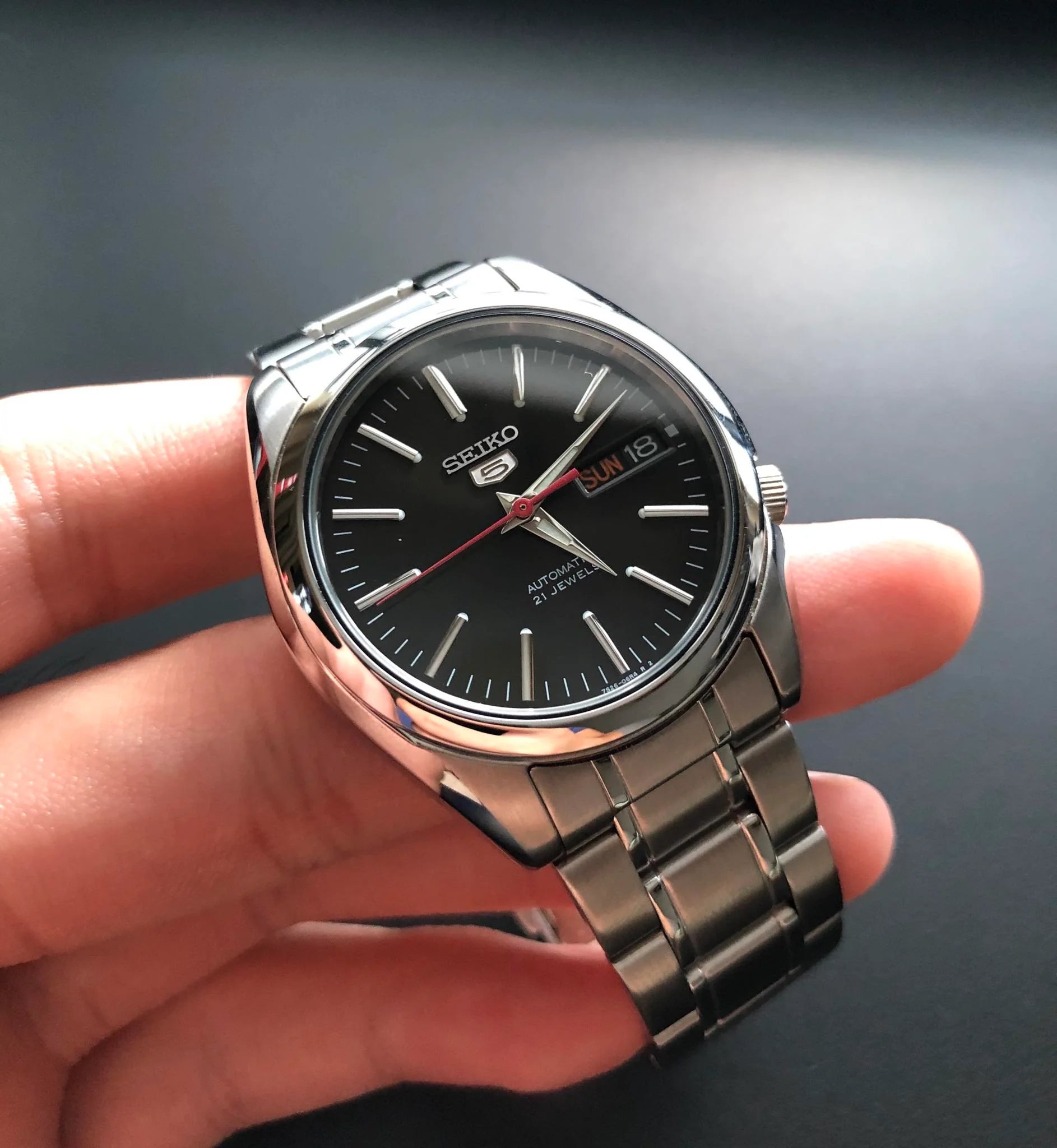 Seiko Women's Mechanical Watch Analog, Black Dial Silver Stainless Band, SYMK17J