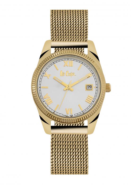 Lee Cooper Women's Watch Analog, White Dial Gold Stainless Steel Strap,  LC06523.130