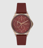 Lee Cooper Women's Watch Analog, Maroon Dial Maroon Leather Strap, LC07243.488 