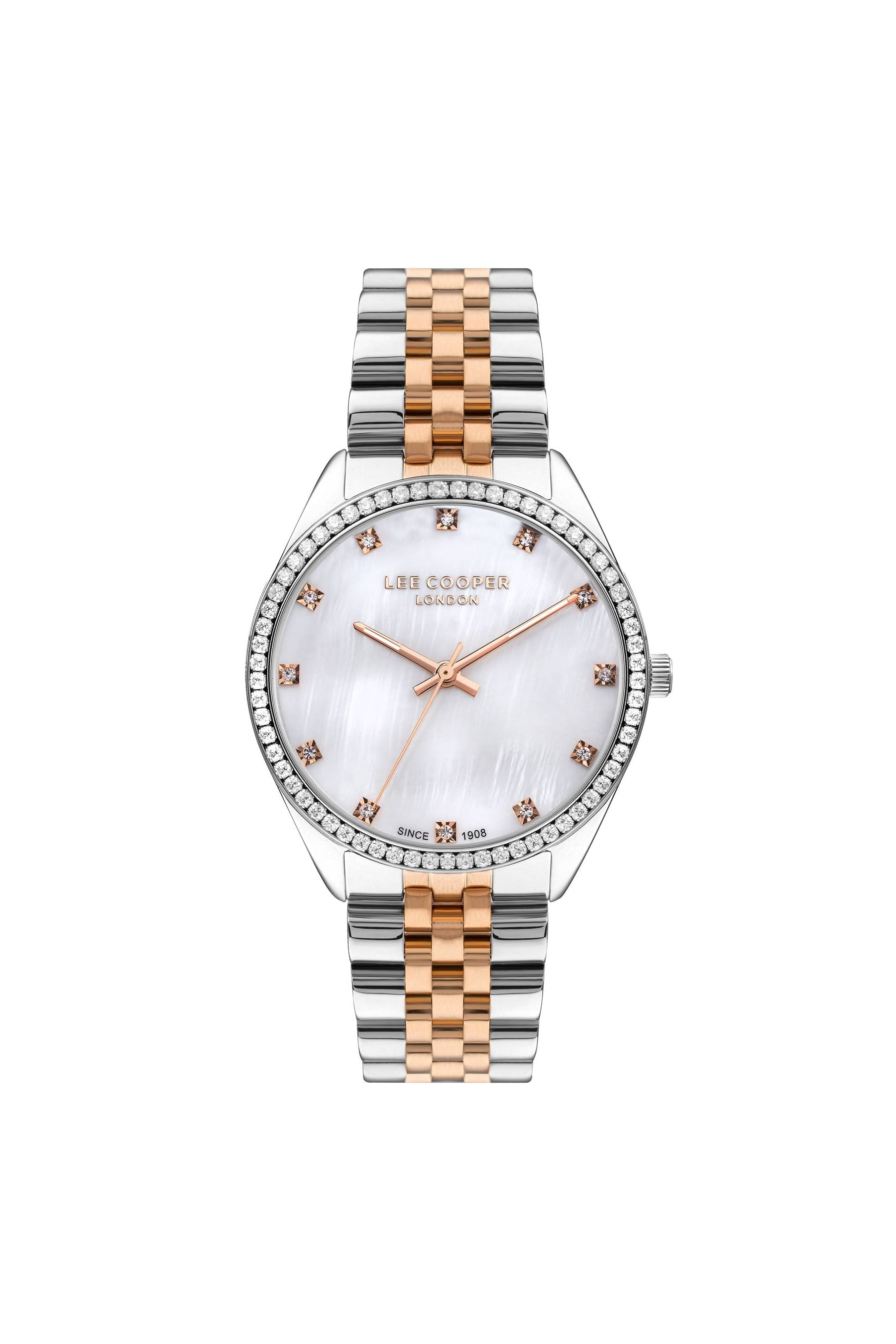 Lee Cooper Women's Watch Analog, Mother of Pearl Dial Silver Metal Band, LC07831.520 