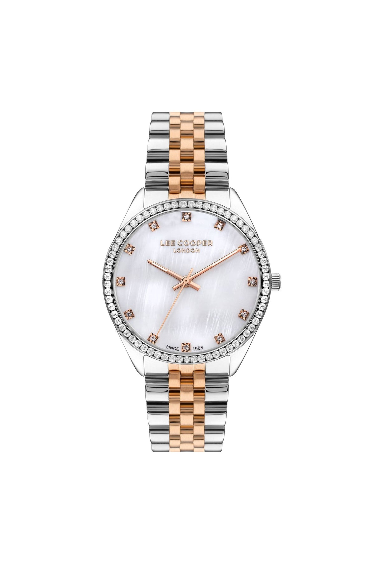 Lee Cooper Women's Watch Analog, Mother of Pearl Dial Silver Metal Band, LC07831.520 