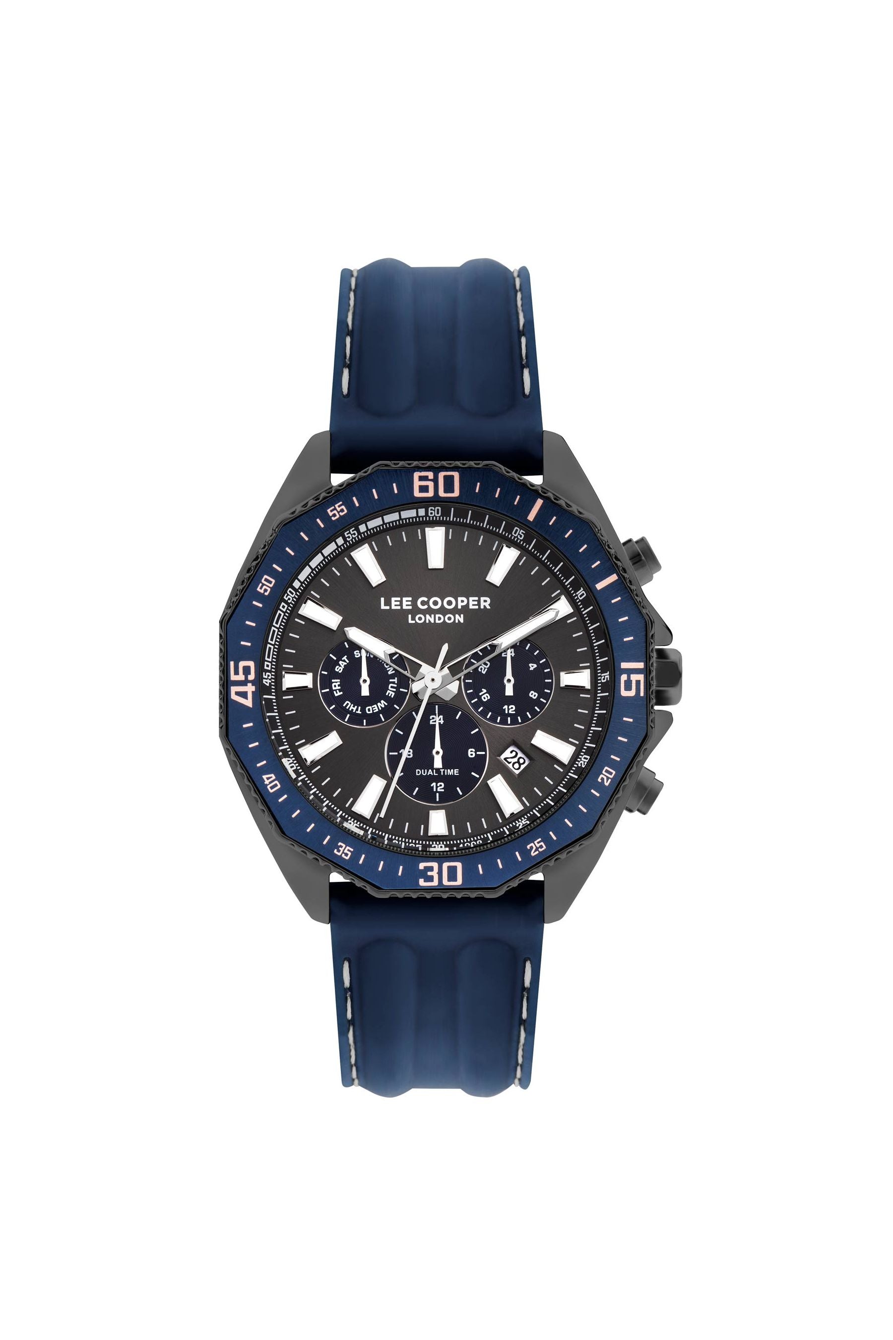 Lee Cooper Men's Multifunction Watch Analog, Black Dial Blue Leather Strap, LC07848.699