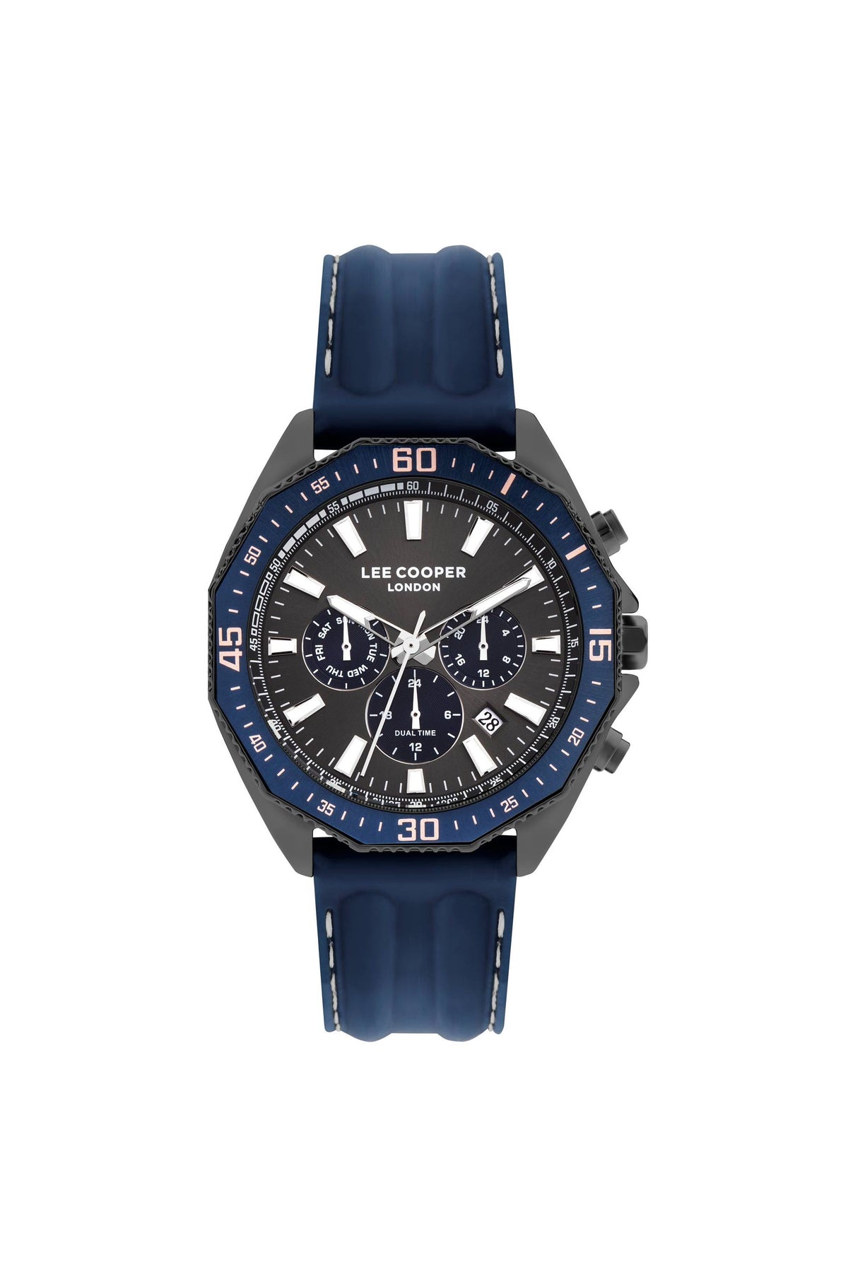 Lee Cooper Men's Multifunction Watch Analog, Black Dial Blue Leather Strap, LC07848.699