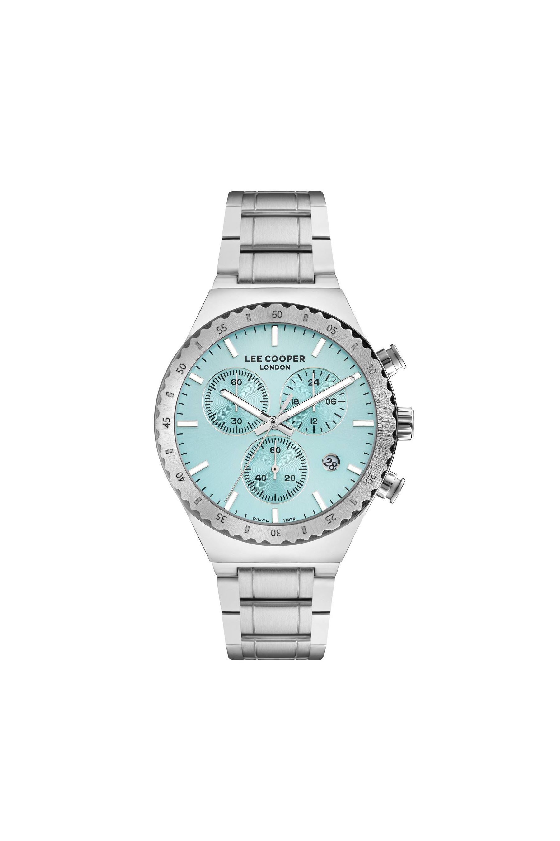 Lee Cooper Men's Watch Analog, Blue Dial Silver Metal Band, LC07853.390 