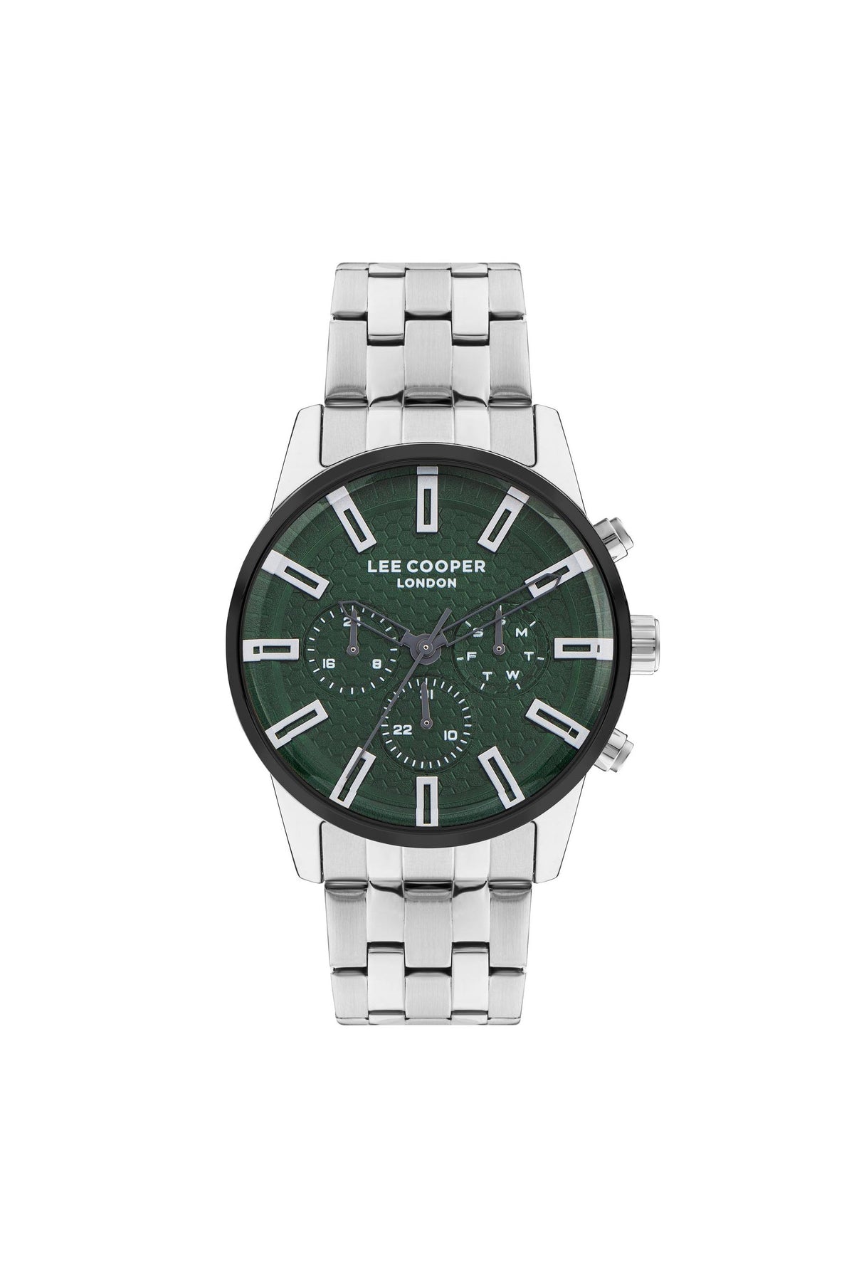 Lee Cooper Men's Watch Analog, Green Dial Silver Metal Band, LC07879.370 