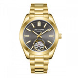Lee Cooper Men's Automatic Skeleton Watch Black Dial with Gold Metal Band,LC08228.160