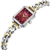 Lee Cooper Women's Analog Watch with Red Mother Of Pearl Dial and Two Tone Stainless Steel Band, LC08384.280