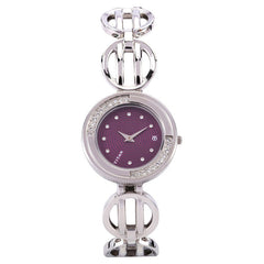 Titan Purple Women’s Watch Analog Purple Dial With Silver Stainless Steel Band, 2502SM02