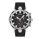 Quantum Men's Chronograph Watch Analog Black Dial with Black Silicone Band, HNG1019.351