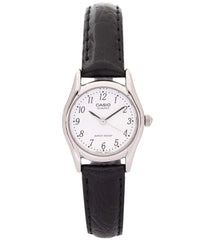 Casio, Women’s Watch Analog, White Dial Black Leather Band, LTP-1094E-7BRDF