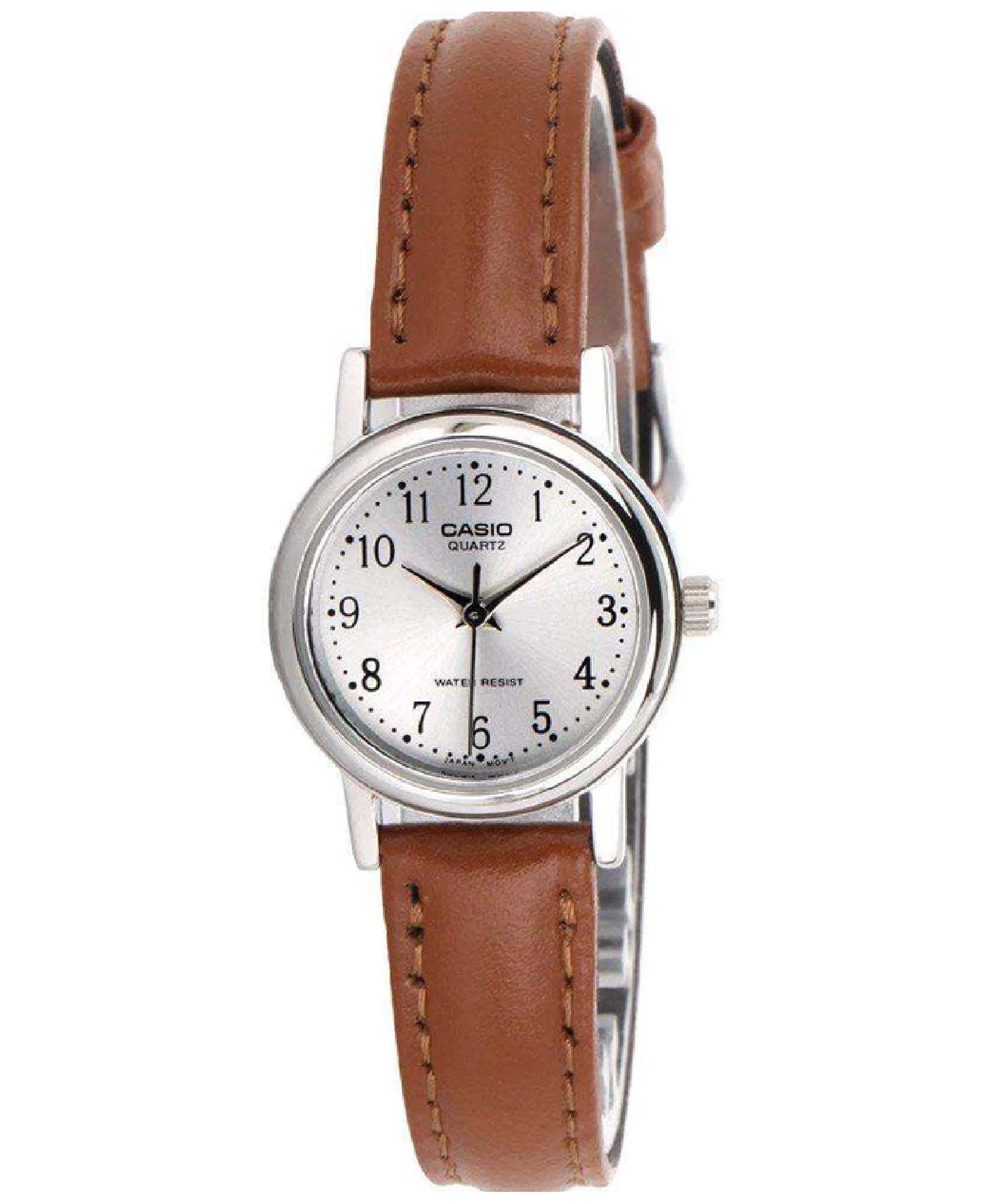 Casio, Women’s Watch Analog, Silver Dial Brown Leather Band, LTP-1095E-7BDF