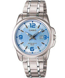 Casio, Womenâ€™s Watch Analog, Blue Dial Silver Stainless Band, LTP-1314D-2AVDF