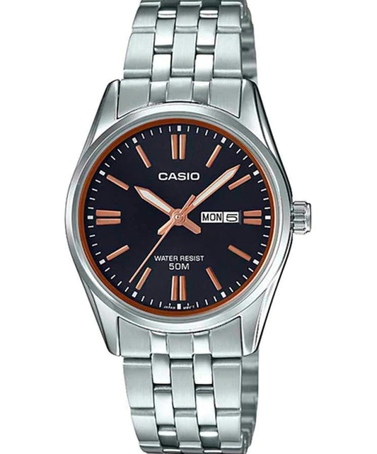 Casio men analog watch, black dial with comfortable strap, model CS-LTP-1335D-1A2VD, Bahrain