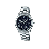 Casio, Womenâ€™s Watch Analog, Black Dial Silver Stainless Steel Band, LTP-E306D-1BVDF