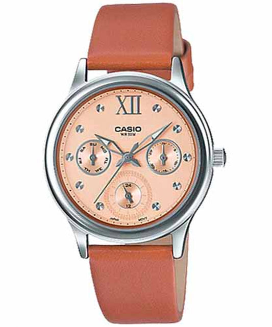 Casio men analog watch, brown dial with comfortable strap, model CS-LTP-E306L-5AVDF, Bahrain