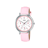 Casio, Womenâ€™s Watch Analog, White Dial Pink Leather Band, LTP-E314L-4BVDF