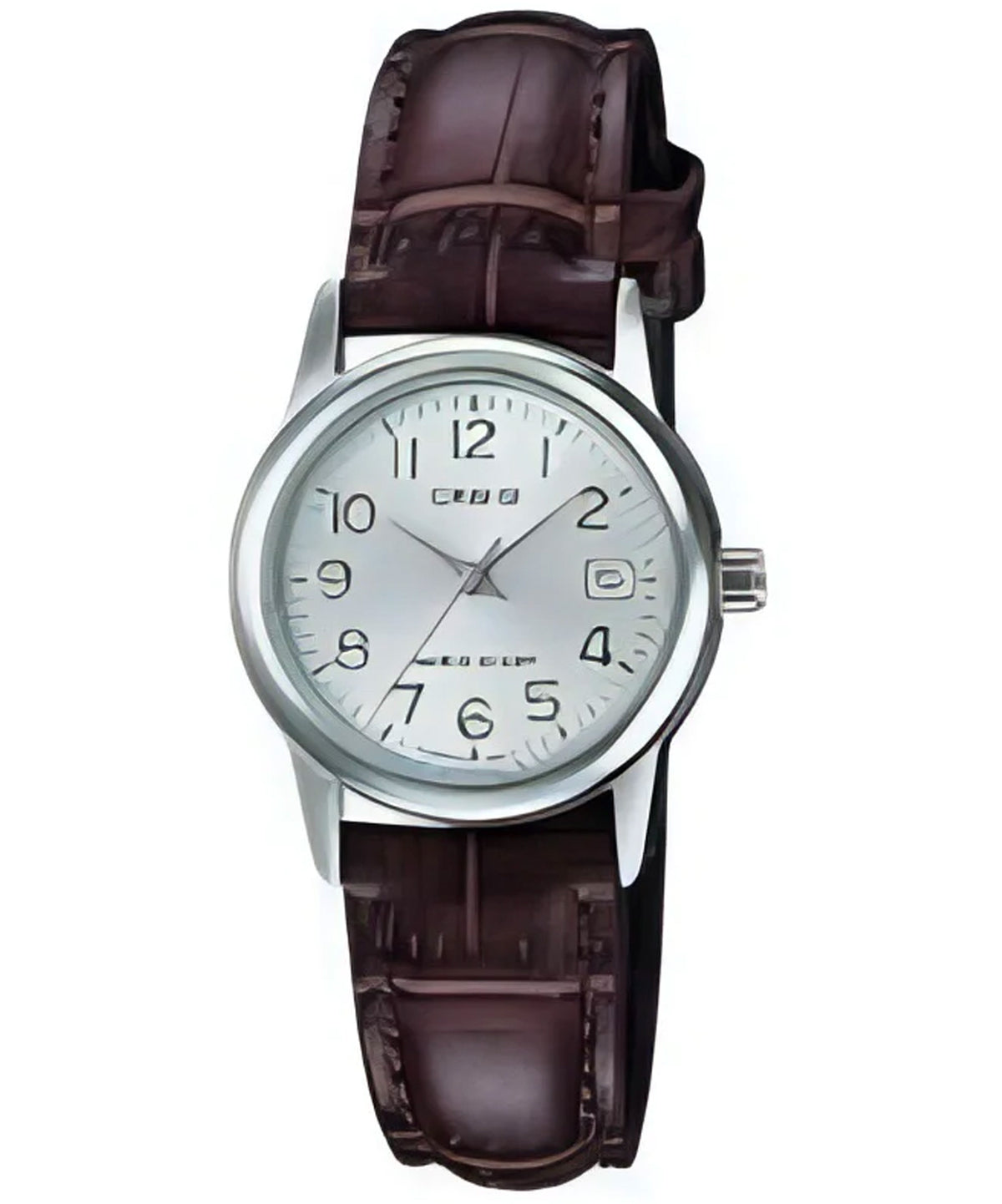 Casio, Womenâ€™s Watch Analog, White Dial Brown Leather Band, LTP-V002L-7B2UDF