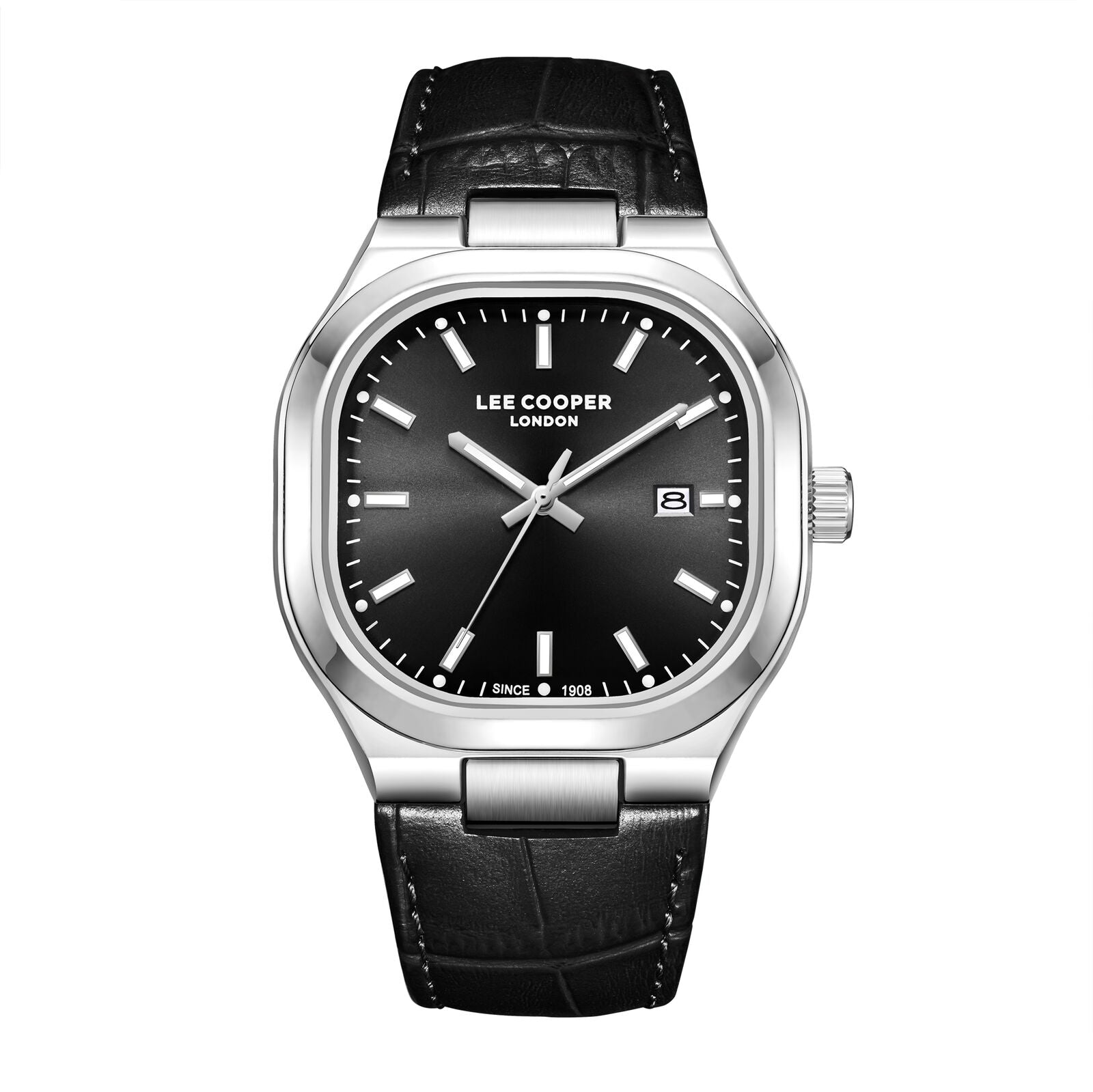 Lee Cooper Men's Watch Analog Black Dial with Black Leather Strap, LC08179.351