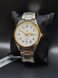 Seiko Men's Mechanical Watch, Arabic White Dial Silver Stainless Band, SNKP22J
