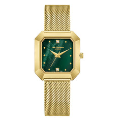 Lee Cooper Women's Watches Analog Green Dial with Gold Stainless Steel Band, LC08027.170