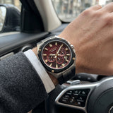 Quantum Men's Chronograph Watch Maroon Dial Black Silicone Band, ADG1278.281