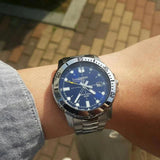 Casio Men's Watch Analog, Blue Dial Silver Stainless Steel Strap, MTP-VD01D-2EVUD