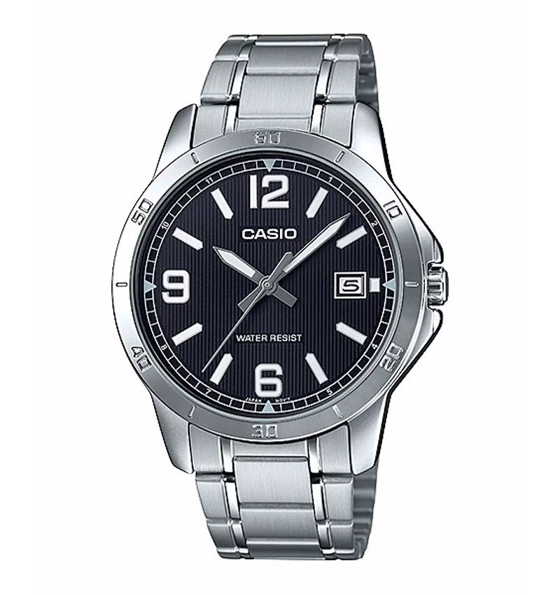 Casio Men's Watch Analog, Black Dial Silver Stainless Steel Strap, MTP-V004D-1B2UD product image