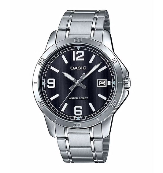 Casio Men's Watch Analog, Black Dial Silver Stainless Steel Strap, MTP-V004D-1B2UD product image