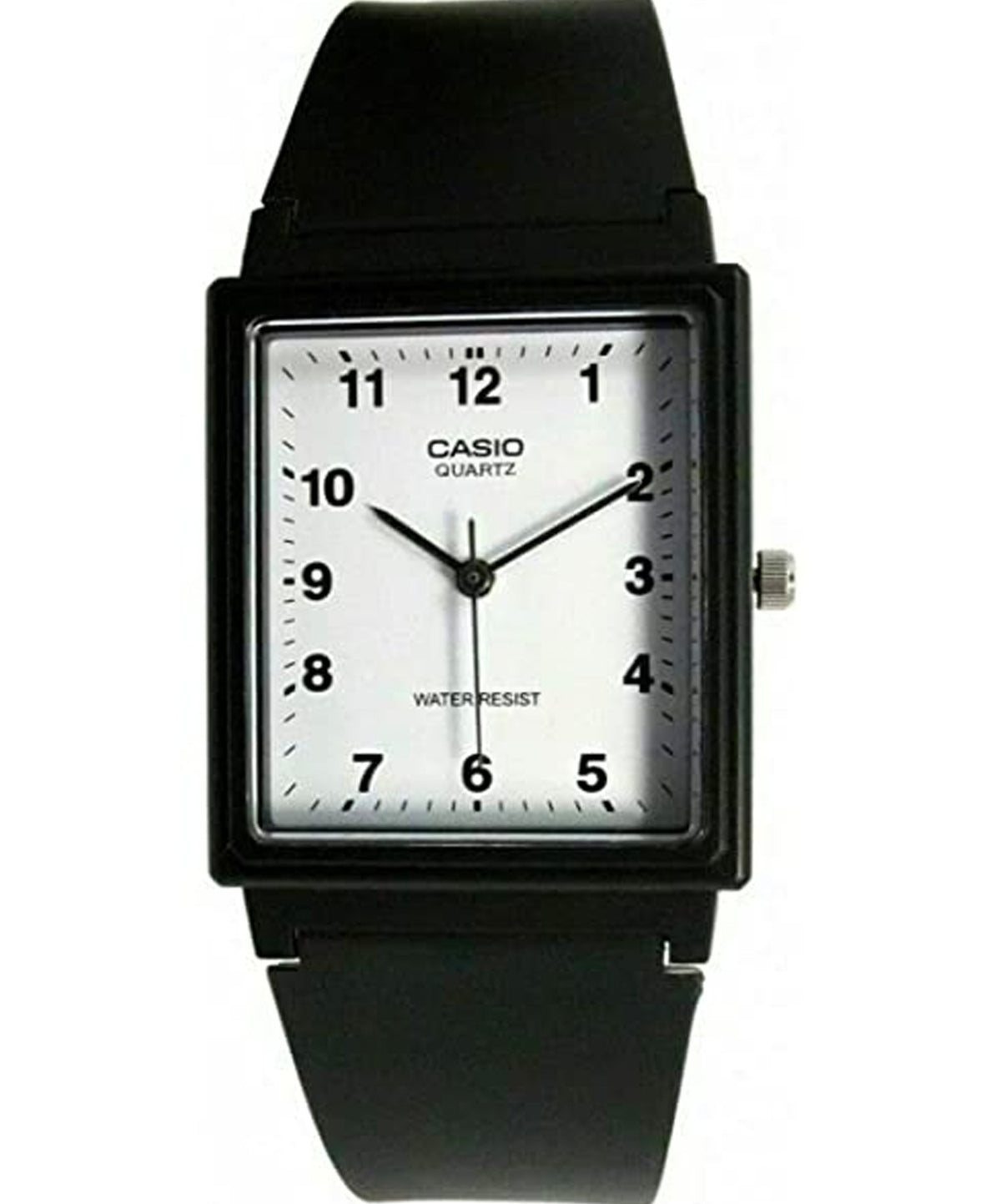 Casio, Menâ€™s Watch Analog, White Dial Black Resin Band, MQ-27-7BDF