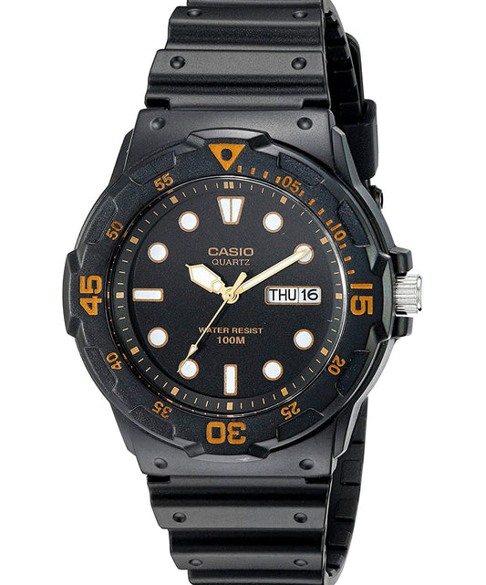 Casio men analog watch, black dial with comfortable strap, model CS-MRW-200H-1EVDF, Bahrain